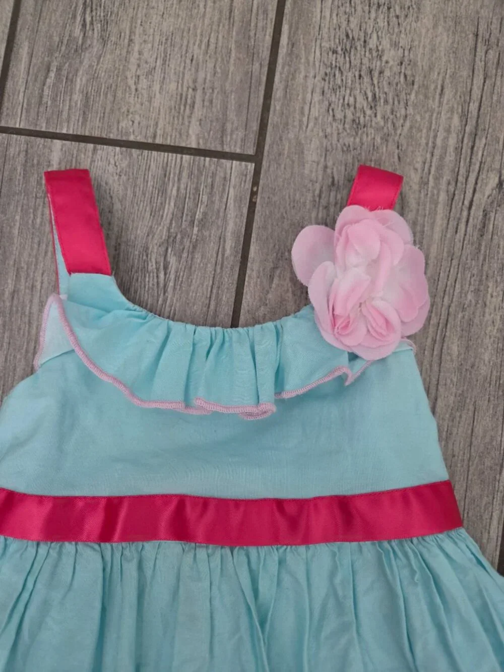 Jessica Ann Toddler Girls City Print Aqua Pink Sleeveless Dress Size 2T
